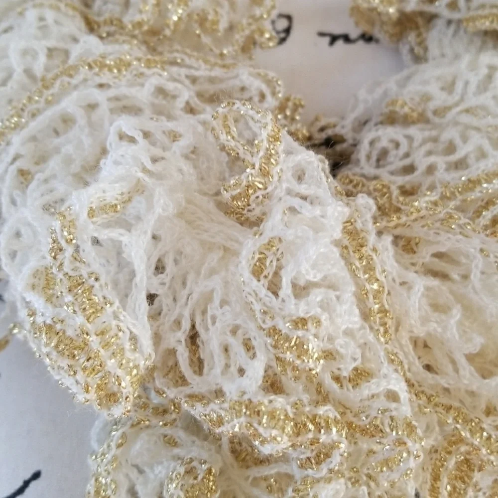 Cream Gold Handmade Scarf